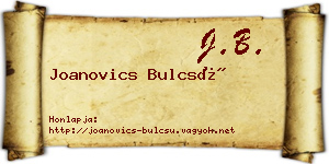 Joanovics Bulcsú névjegykártya